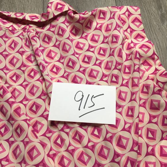 Entro Geometric Pink White Swing Tunic Short Sleeve Large - Picture 8 of 8